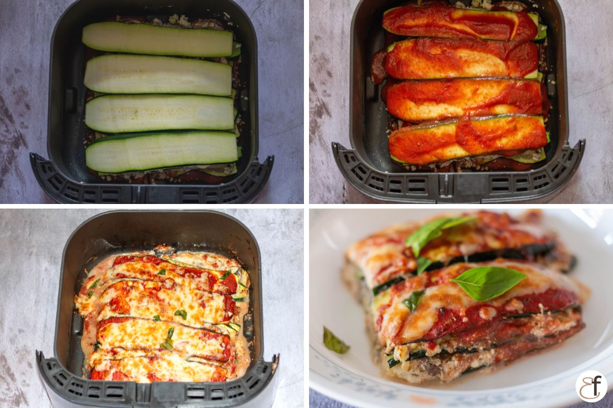 Air Fryer Keto Zucchini Lasagna (Vegetarian, Eggless) easyflavorful